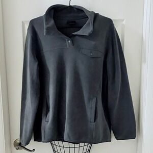 32 Degrees Heat Women's Large Gray Fleece Snap Neck Pullover Jacket Pockets